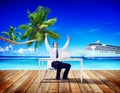 Businessman Business Travel Beach Working Success Concept Royalty Free Stock Photo