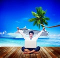 Businessman Business Travel Beach Working Success Concept Royalty Free Stock Photo