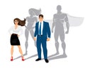 Businessman and business woman office superheroes Royalty Free Stock Photo