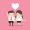 Businessman and Businesswoman feeling love in office