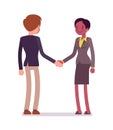 Businessman and businesswoman handshake