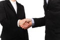 Businessman and a businesswoman handshake