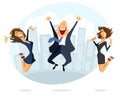 Businessman and businesswoman jumping Royalty Free Stock Photo