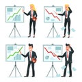 Businessman and businesswoman making presentation chart graphic Royalty Free Stock Photo