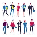 Businessman and businesswoman managers vector cartoon icons Royalty Free Stock Photo