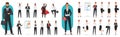 Businessman and businesswoman poses set, employee or director characters in office suits