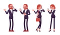 Businessman, businesswoman red haired office worker standing with phone Royalty Free Stock Photo