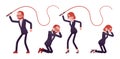 Businessman, businesswoman red haired office worker with whip