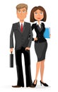 Businessman and businesswoman on a white background