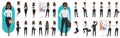 Businessman and businesswoman in work poses set, corporate workers standing, thinking