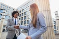 Businessman and businesswomen shaking hands Royalty Free Stock Photo