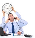 Businessman busy multitasking Royalty Free Stock Photo