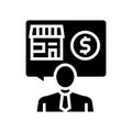 businessman buying or selling shop glyph icon vector illustration