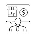 businessman buying or selling shop line icon vector illustration