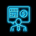 businessman buying or selling shop neon glow icon illustration