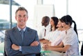 Businessman in a call center Royalty Free Stock Photo