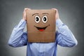 Businessman with cardboard box on his head Royalty Free Stock Photo