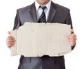 Businessman with cardboard frame