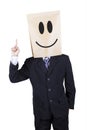 Businessman with cardboard head having idea Royalty Free Stock Photo