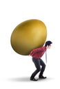 Businessman carry gold egg on white Royalty Free Stock Photo