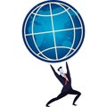 Businessman carry heavy earth planet vector icon Royalty Free Stock Photo