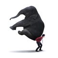 Businessman carrying heavy elephant Royalty Free Stock Photo