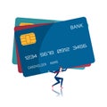 Businessman carrying huge credit card. Debt concept