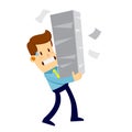 Businessman Carrying Pile of Paper Work