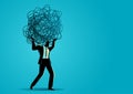 Businessman carrying a tangled thread Royalty Free Stock Photo