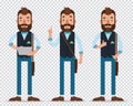 Businessman cartoon character in different poses.