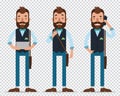 Businessman cartoon character in different positions