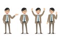 Businessman cartoon character, set of four poses