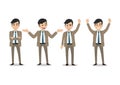 Businessman cartoon character, set of four poses.