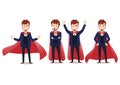 Businessman cartoon character in a superhero costume, Business winner concept with of hero in various poses Royalty Free Stock Photo