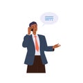 Businessman cartoon character talking phone calling by mobile isolated design with speech bubble Royalty Free Stock Photo