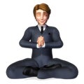 Businessman cartoon meditation pose