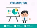 Businessman cartoon presentation meeting infographic template de