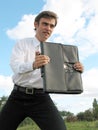 Businessman with case