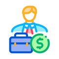 Businessman case and money banknote icon vector outline illustration