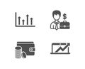 Businessman case, Upper arrows and Payment method icons. Sales diagram sign. Royalty Free Stock Photo