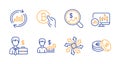 Businessman case, Versatile and Candlestick chart icons set. Vector Royalty Free Stock Photo