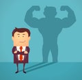 Businessman casting strong man shadow. Successful concept. Vector illustration Royalty Free Stock Photo