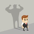 Businessman casting strong man shadow, vector.