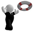 Businessman catching lifebuoy