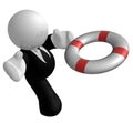 Businessman catching lifebuoy