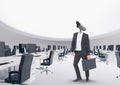 Businessman with CCTV head at office Royalty Free Stock Photo