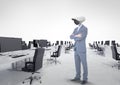 Businessman with CCTV head at office Royalty Free Stock Photo