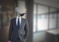 Businessman with CCTV head at office Royalty Free Stock Photo