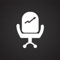 Businessman chair with diagram on black background Royalty Free Stock Photo