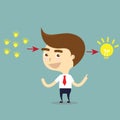 Businessman change little ideas to big one idea vector